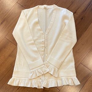 Beautiful Minnie Rose Cashmere Ivory Ruffle Cardigan. NWOTags